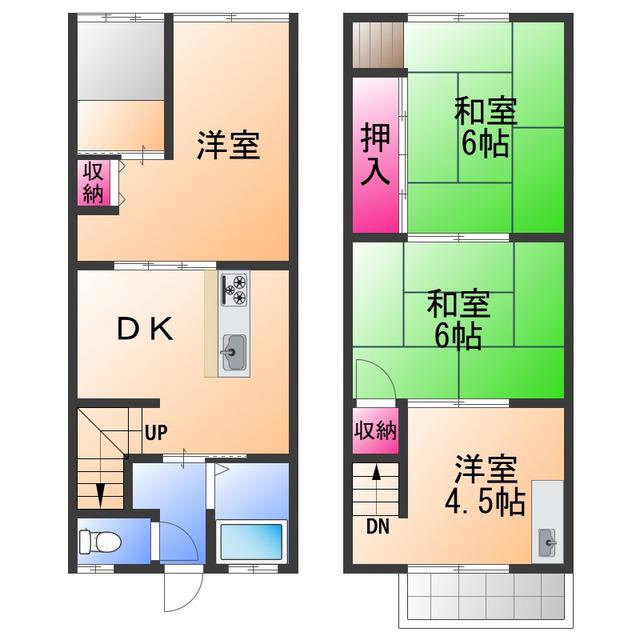 南海電鉄南海本線 和泉大宮駅 徒歩4分 2階建 築54年(4DK)の間取り写真