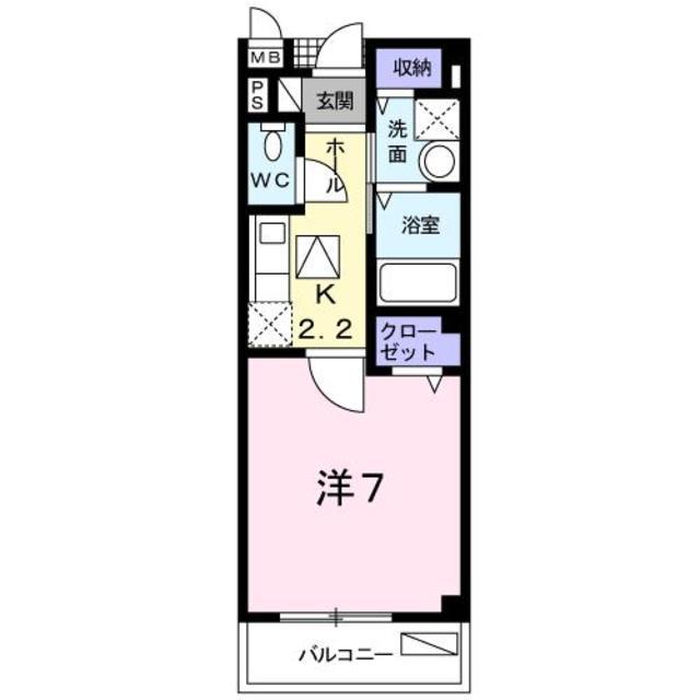 アンソレイエ(1K/1階)の間取り写真