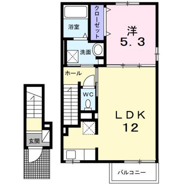 ディアコート 加守(1LDK/2階)の間取り写真