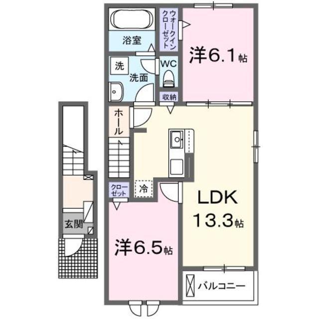 シャトーグロワール(2LDK/2階)の間取り写真