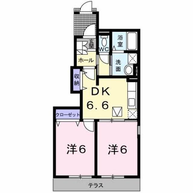 ブライトヒルズB(2DK/1階)の間取り写真