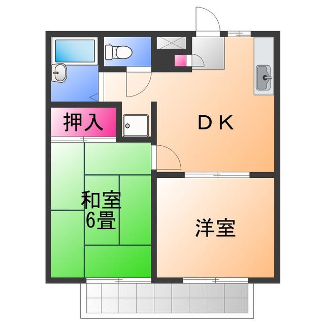 モアクレスト井ノ口(2DK/3階)の間取り写真