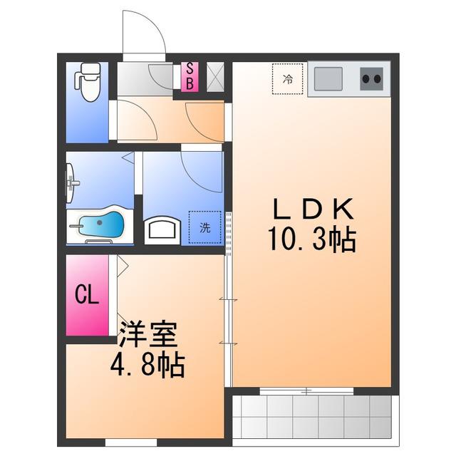 ジーメゾン高石千代田(1LDK/1階)の間取り写真
