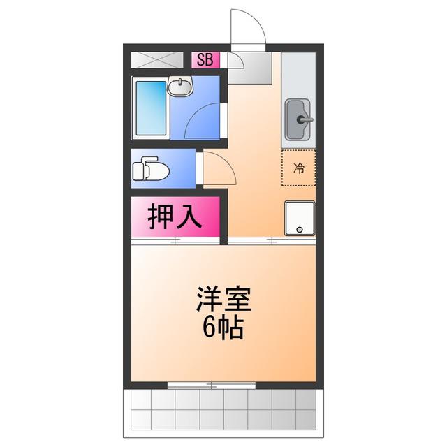 ベルクール末広(1K/1階)の間取り写真