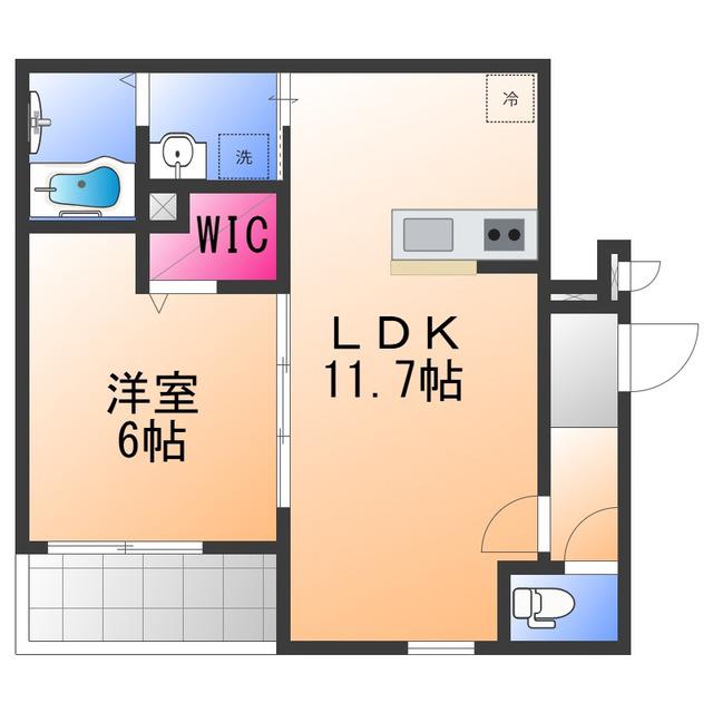 カーサ綾園(1LDK/3階)の間取り写真