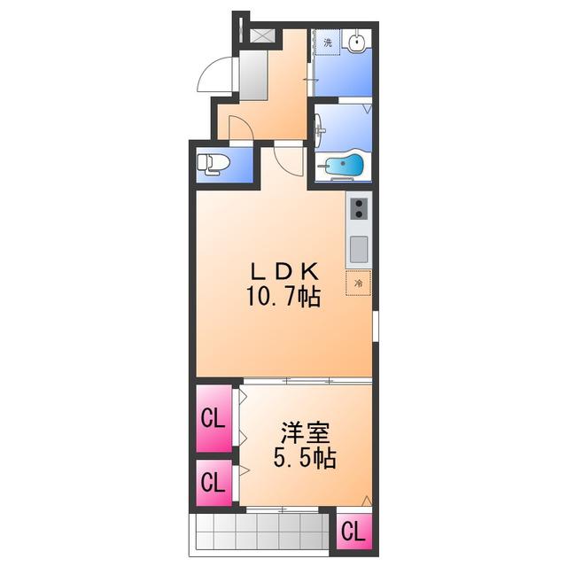 フジパレス高石加茂(1LDK/3階)の間取り写真