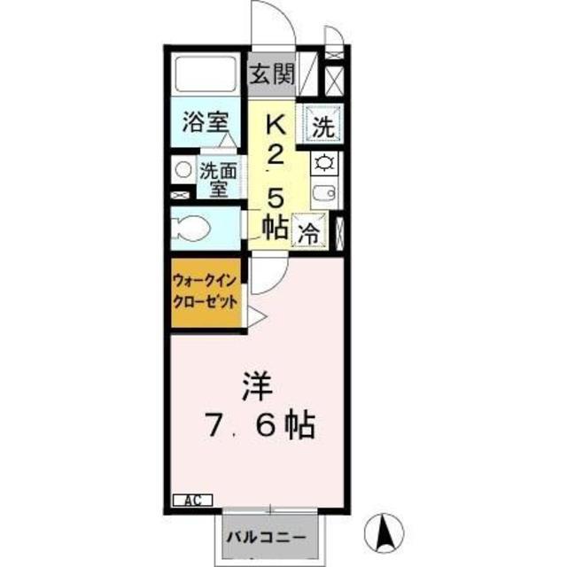 セジュール井原の里A棟(1K/2階)の間取り写真