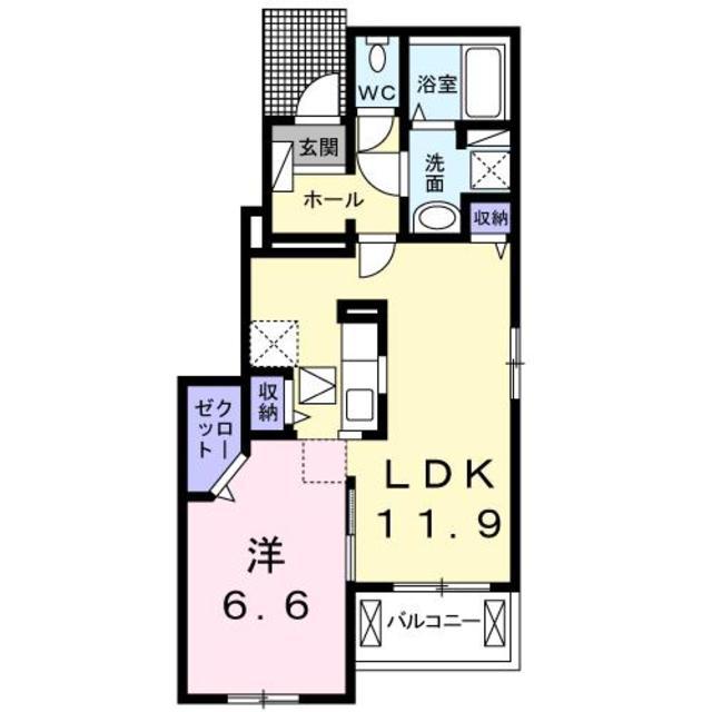 シャン・ノール ⅩⅧ(1LDK/1階)の間取り写真