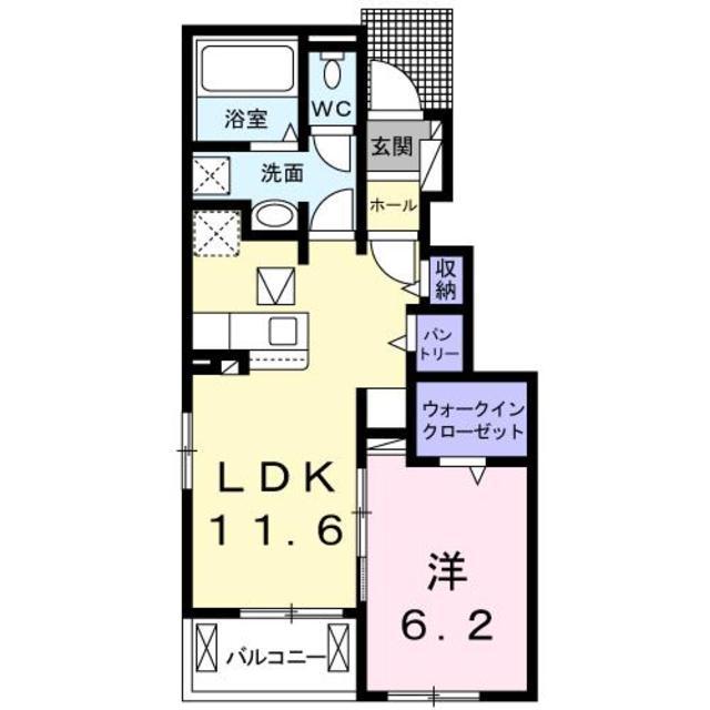 ゼクシー 桜ケ丘B棟(1LDK/1階)の間取り写真