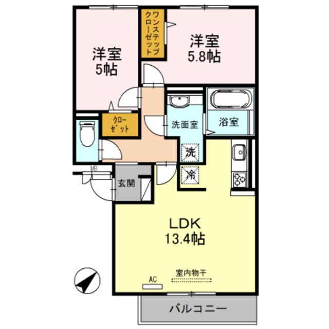 ABCDマンション綾園(2LDK/3階)の間取り写真