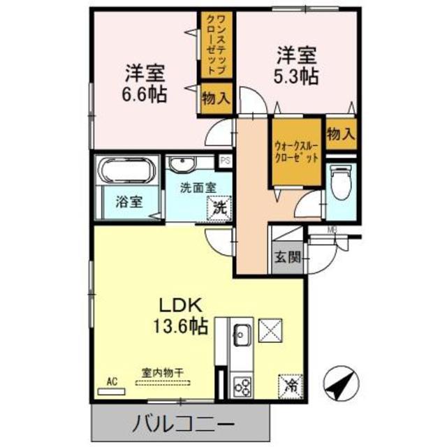 ABCDマンション綾園(2LDK/1階)の間取り写真