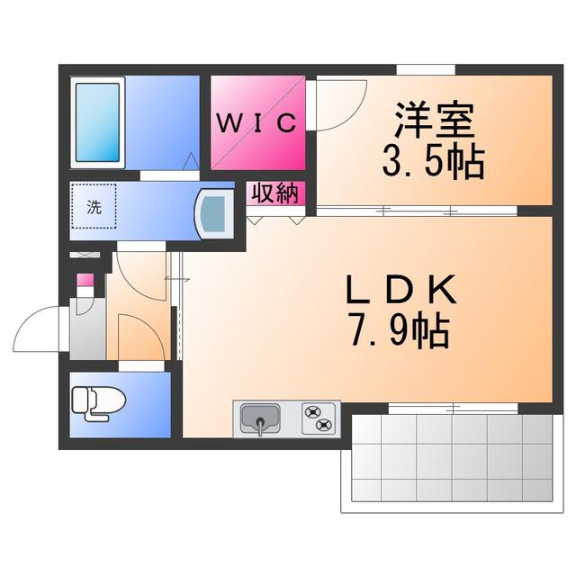 ジーメゾン泉佐野春日町(1LDK/3階)の間取り写真