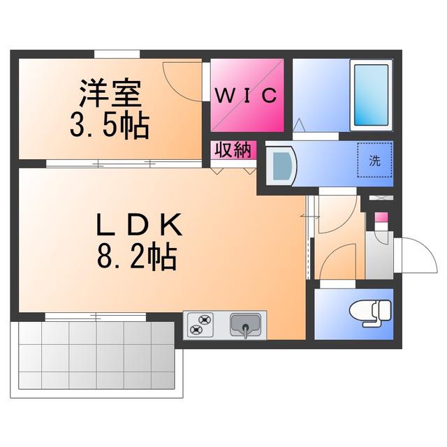 ジーメゾン泉佐野春日町(1LDK/3階)の間取り写真