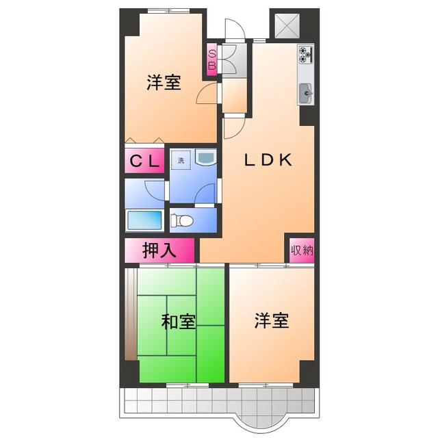 MIRUS岸和田(3LDK/3階)の間取り写真
