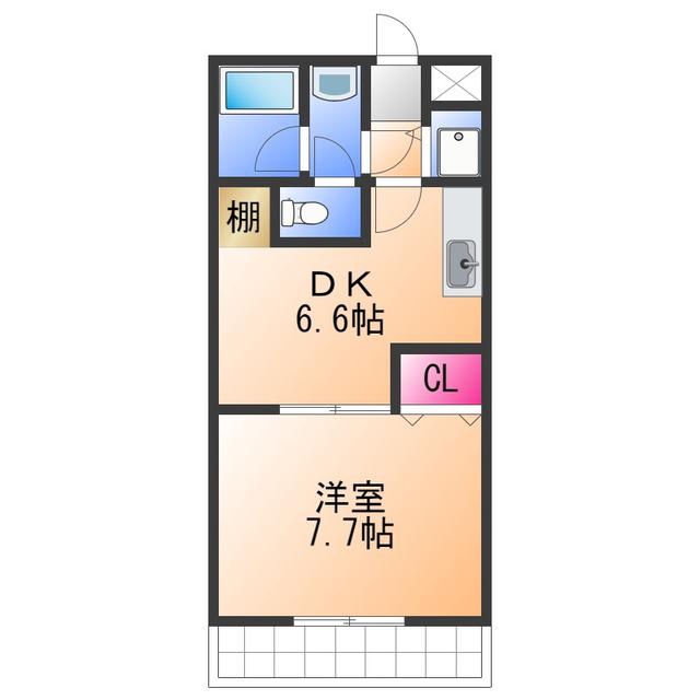 フジパレス式内町Ⅲ番館(1DK/1階)の間取り写真