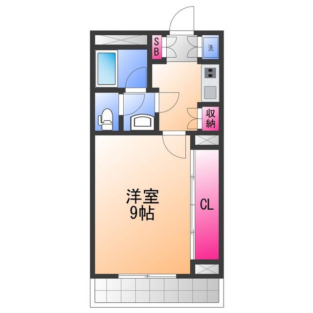 エスポワール鶴山台(1K/4階)の間取り写真