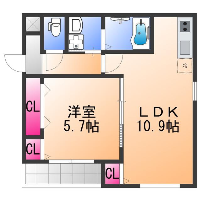 フジパレス高石駅北(1LDK/2階)の間取り写真