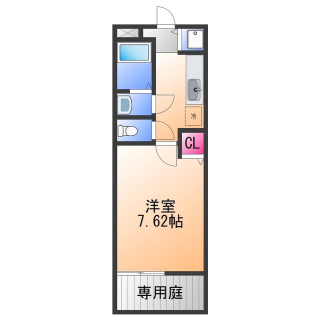 カルティエ3M(1K/1階)の間取り写真