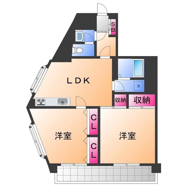 LAKIA泉大津レジデンス(2LDK/2階)の間取り写真