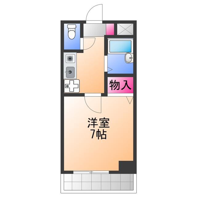 サザンベル岸和田(1K/2階)の間取り写真