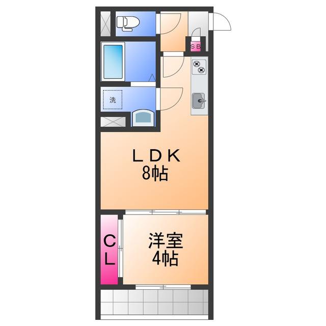 TIO岸和田(1LDK/1階)の間取り写真