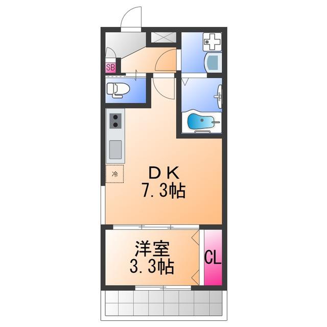 ジーメゾンエトワール和泉大宮(1DK/3階)の間取り写真