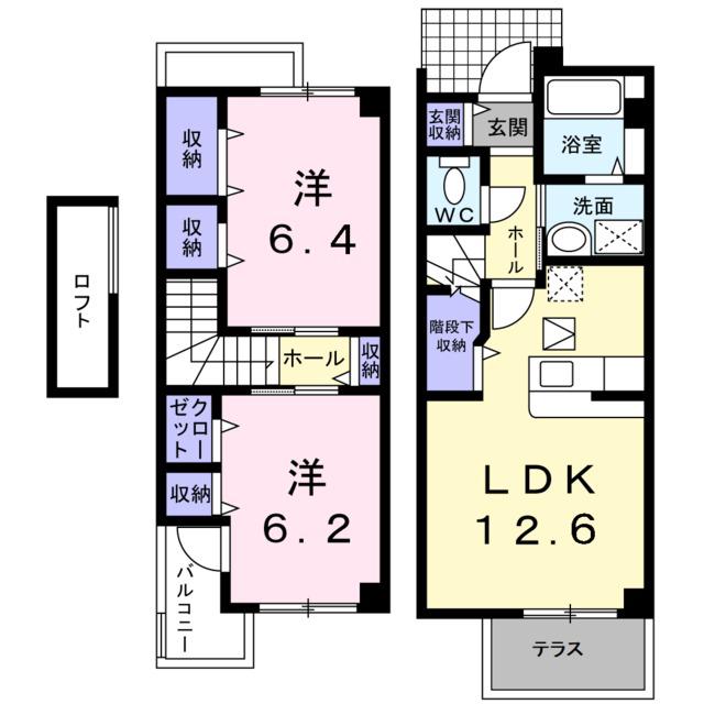 カメーリア2番館(2LDK/1階)の間取り写真