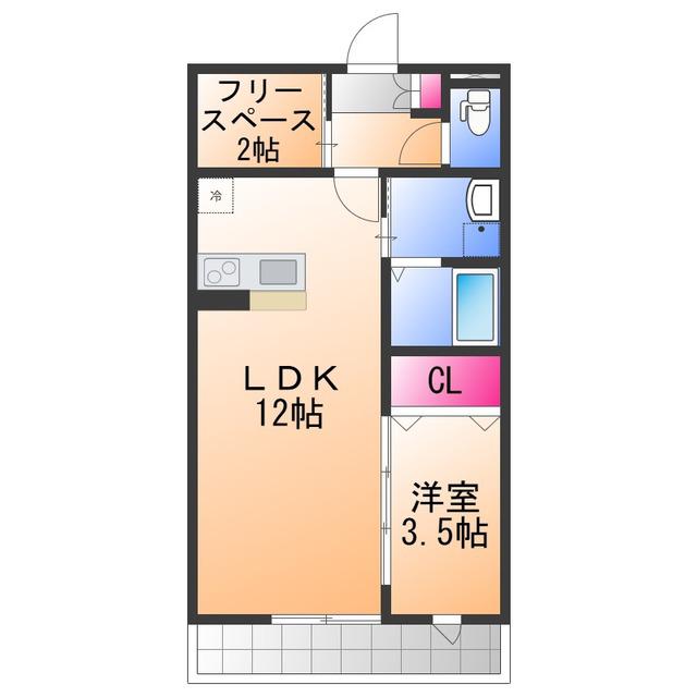 エスペラル春木H(1LDK/3階)の間取り写真