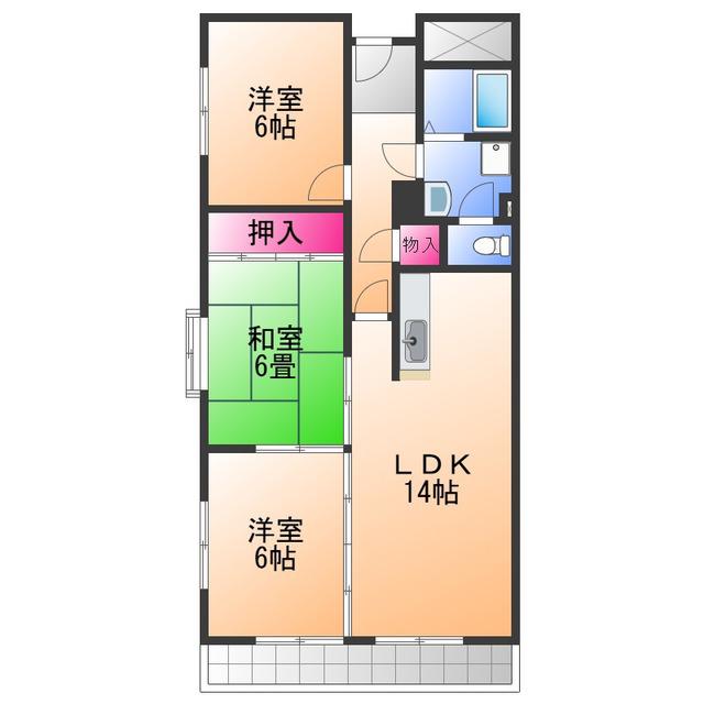 ラームズプラザ(3LDK/4階)の間取り写真