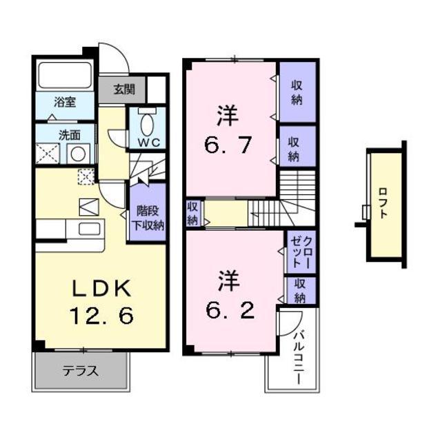 カメーリア1番館(2LDK/1階)の間取り写真