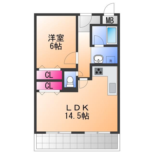 城南マンション2(1LDK/3階)の間取り写真