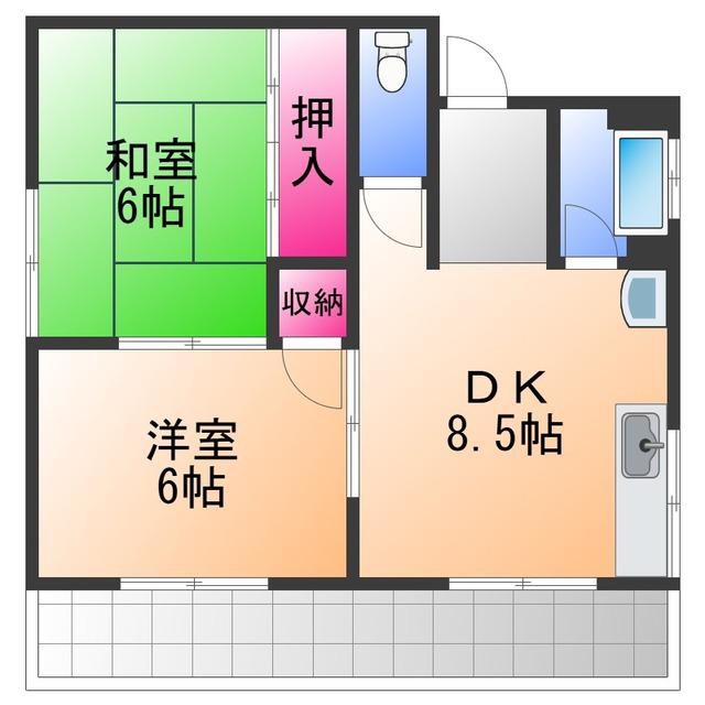 榊原ビル(2DK/3階)の間取り写真