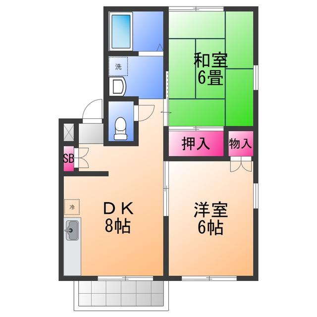 エステートピアイズミ(2DK/2階)の間取り写真