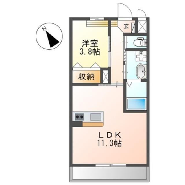 ベルライト壱番館(1LDK/2階)の間取り写真