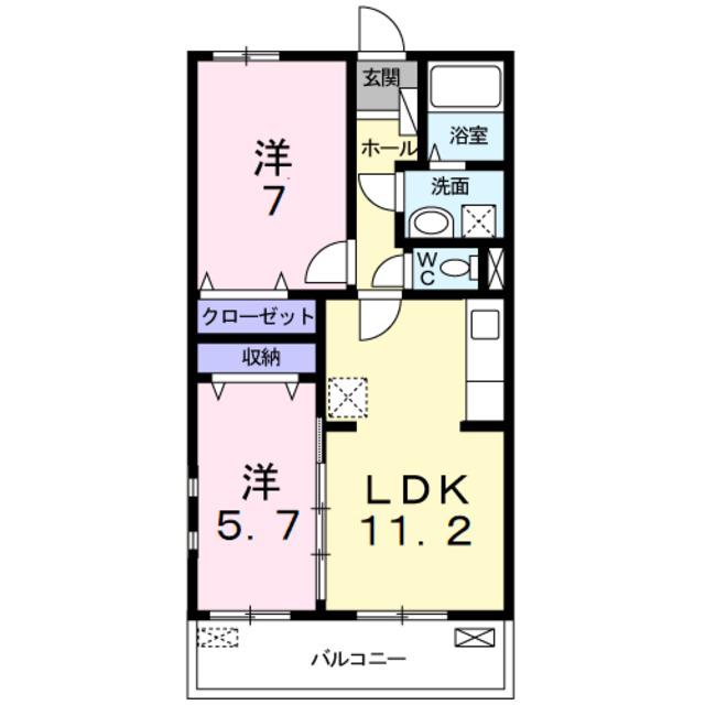エテルノ貝塚B(2LDK/1階)の間取り写真