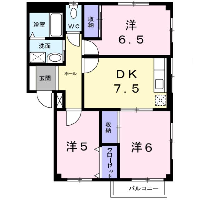 サンフィールド常盤(3DK/2階)の間取り写真