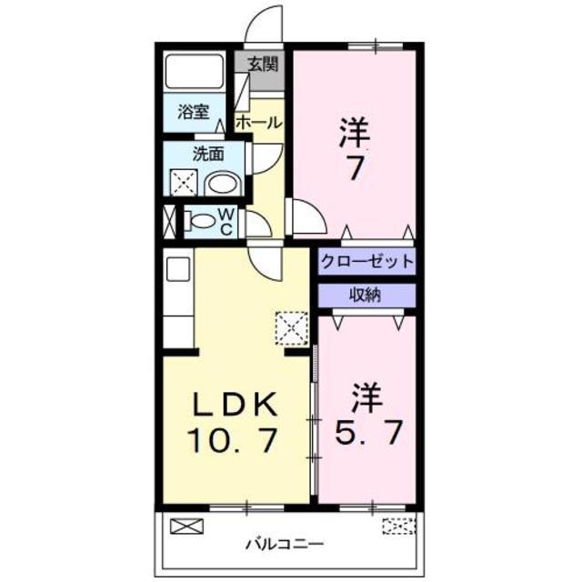 エテルノ貝塚B(2LDK/3階)の間取り写真