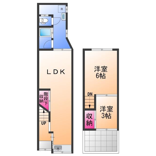 南海電鉄南海本線 春木駅 徒歩3分 2階建 築57年(2LDK)の間取り写真