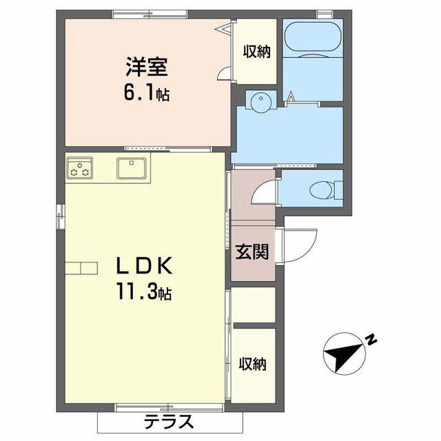 ラフォーレJN1(1LDK/1階)の間取り写真