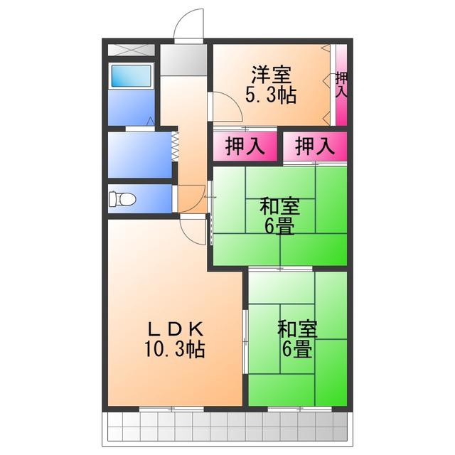 グローリー北豊中(3LDK/3階)の間取り写真