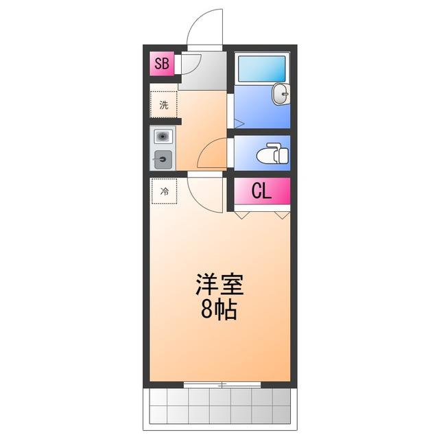 エクセレント中西(1K/2階)の間取り写真