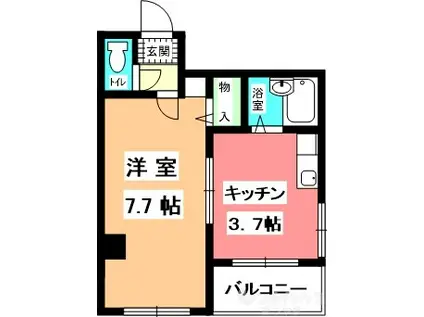 リューレント歩行町(1K/3階)の間取り写真