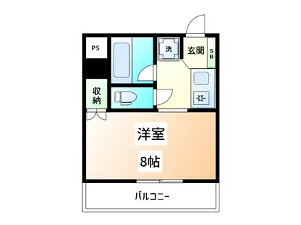 メゾンパルサー道後(1K/1階)の間取り写真