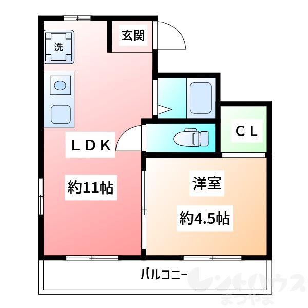 ルチーア三番町(1LDK/4階)の間取り写真