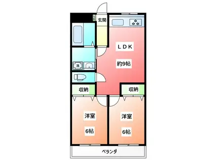 白石グランドハイツ(2LDK/2階)の間取り写真
