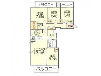 プレミスト札幌ステーションアクシス アクアサイド(4LDK/13階)の間取り写真