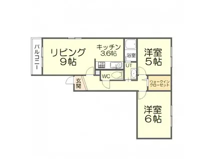 クレスト海岸通(2LDK/3階)の間取り写真