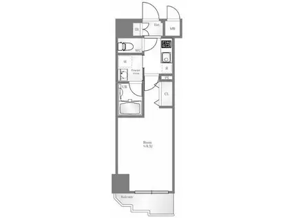 RELUXIA新御徒町(1K/4階)の間取り写真
