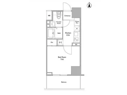 リバーレ浅草ウエスト(1K/13階)の間取り写真