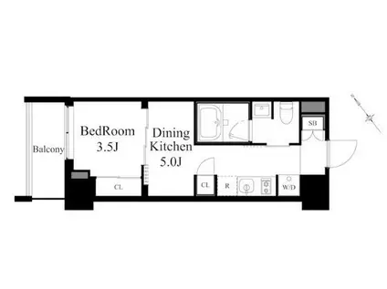 ラティエラ上野入谷(1DK/6階)の間取り写真